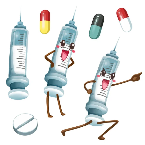 Gran Icono Vectorial Aislado Medicamentos Inyecciones Vacunas Concepto Infección Por — Vector de stock