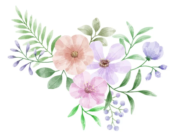 Conjunto Flores Pintadas Com Aquarelas Para Acompanhar Vários Cartões Cartões — Vetor de Stock
