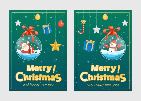 Merry Christmas Santa Claus Gifts Vector Template Greeting Card — Stock Vector