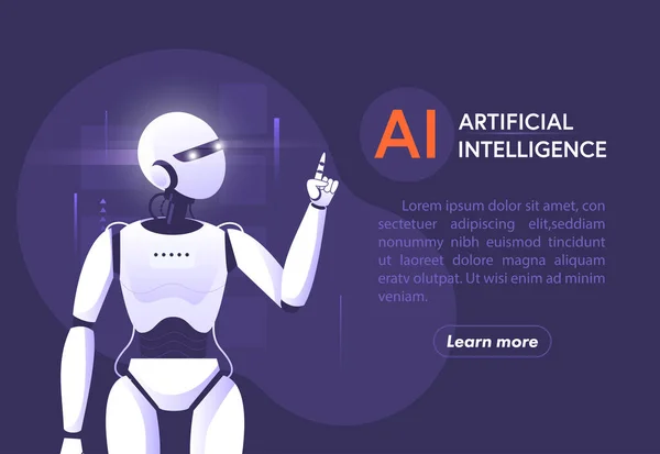 Robotteknik För Artificiell Intelligens Smart Inlärning Från Stora Data Maskininlärning — Stock vektor