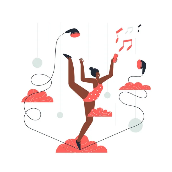 Gimnastyka Muzyka Gimnastyka Rytmiczna Gimnastyka Rytmiczna Ruch Muzyki Wektor Ilustracja — Wektor stockowy