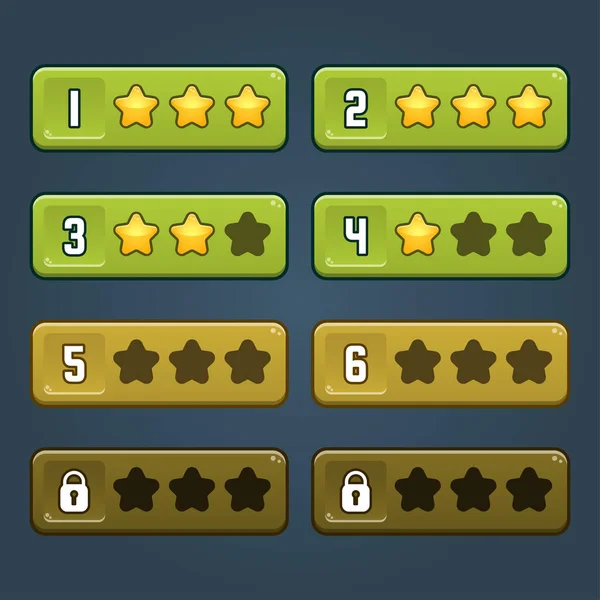 Komplett Uppsättning Nivå Knapp Spel Pop Ikon Fönster Och Element — Stock vektor