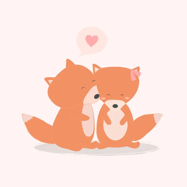 Grand Dessin Animé Isolé Animaux Mignons Animaux Romantiques Couples Amoureux — Image vectorielle