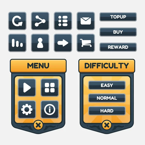Ensemble Sélection Menu Jeu Pour Rpg Jeu Aventure Compris Menu — Image vectorielle