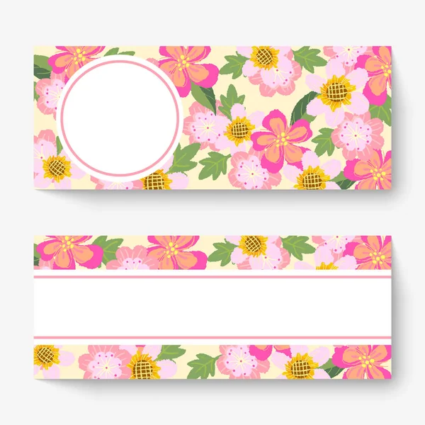 Plantilla Banner Floral Primavera Con Flores Colores Puede Ser Utilizado — Vector de stock