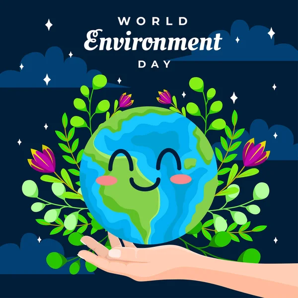 Dia Mundial Ambiente Mão Segura Mundo Perfeito Significa Preservar Mundo — Vetor de Stock