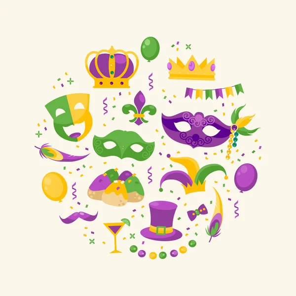 Feliz Carnaval Del Mardi Gras Evento Popular Brasil Concepto Con — Vector de stock