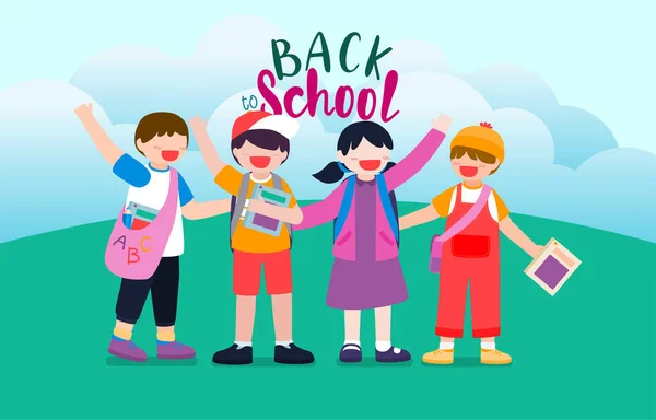 Back School School Has Opened Semester Students Back School Study — ストックベクタ