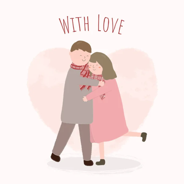 Happy Valentine Day Festival Concept Couple Hugging Each Other Loving — Image vectorielle