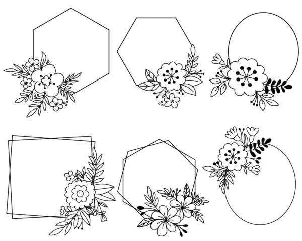Cadre Décoratif Avec Ornement Floral Invitation Mariage Couronne Florale Design — Image vectorielle