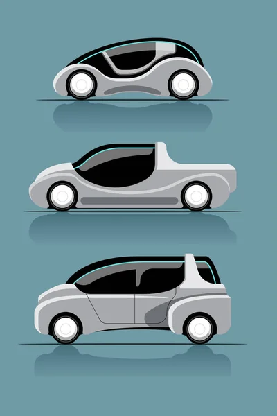 Set Von Neuen Innovation Hitech Auto Cartoon Charakter Zeichnung Stil — Stockvektor