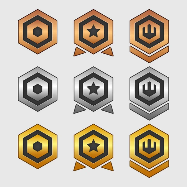 Icons Set Isometric Game Elements Colorful Isolated Vector Illustration Hexagon — Stock Vector