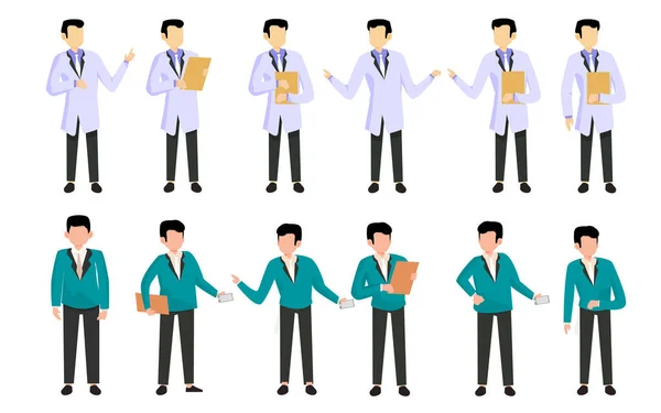 Variety Job Bundles Hosting Illustration Work Doctor Businessman White Background — 스톡 벡터