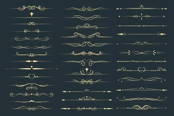 Süslü çizgi dekoratif girdaplar. Lüks düğün hattı çerçevesi ve süslü girdap ayırıcıları. Süslü tasarım için vektör satırı vintage kaydırma ögeleri