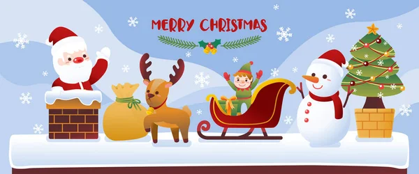 Christmas Icon Reindeer Santa Claus Snowball Sheep Santa Helper Mountain — ストックベクタ