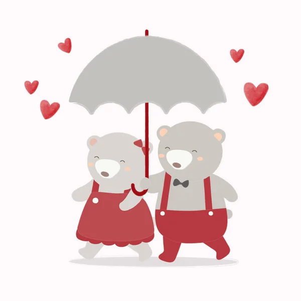 Big Isolated Cartoon Cute Animals Romantic Animals Couples Love Valentine — Stock Vector