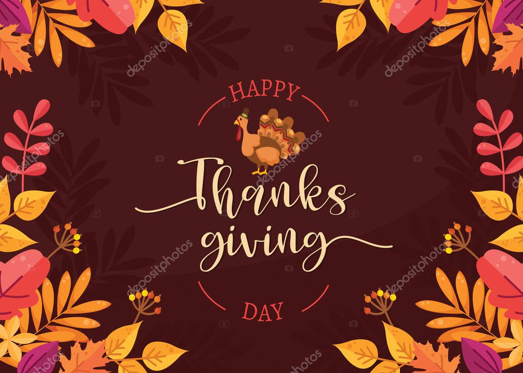 Thanksgiving day. Logo, text design. Typography for greeting cards and posters. Give thanks.