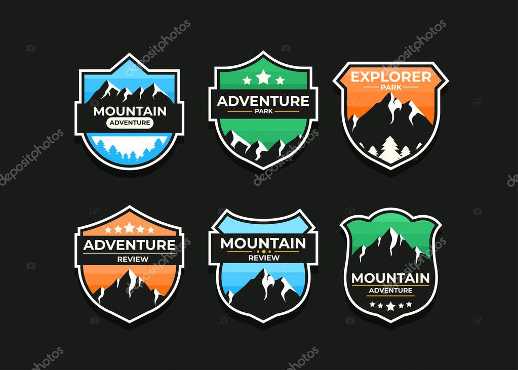 Explore Mountain Advanture symbol vector set