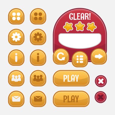 Rpg ve macera oyunu için menü seçimi seti, menü, seviye seçimi, ve benzeri seçenekler de dahil. Vektör illüstrasyon düz tasarım