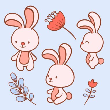 Büyük izole edilmiş el çizimi çizgi film karakteri tasarımı aşık hayvan çiftler, karalama tarzı sevgililer günü konsepti düz vektör çizimi