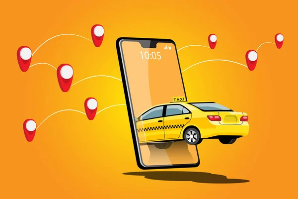 Entrega Serviço Táxi Com Vetor Aplicativo Smartphone —  Vetores de Stock
