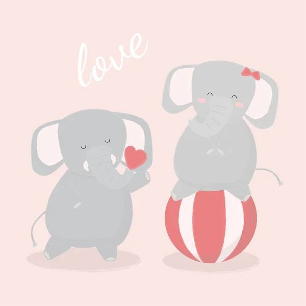 Duży Odizolowany Kreskówka Słodkie Zwierzęta Romantyczne Zwierzęta Pary Miłości Valentine — Wektor stockowy