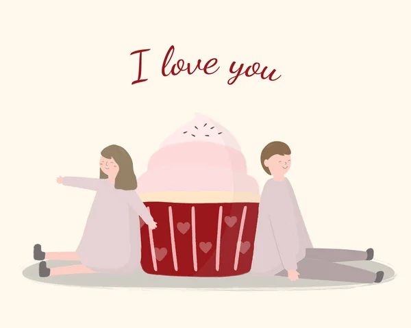 고립된 Cute Romantic Young Couples Love Valentines Concept Vector Illustration — 스톡 벡터