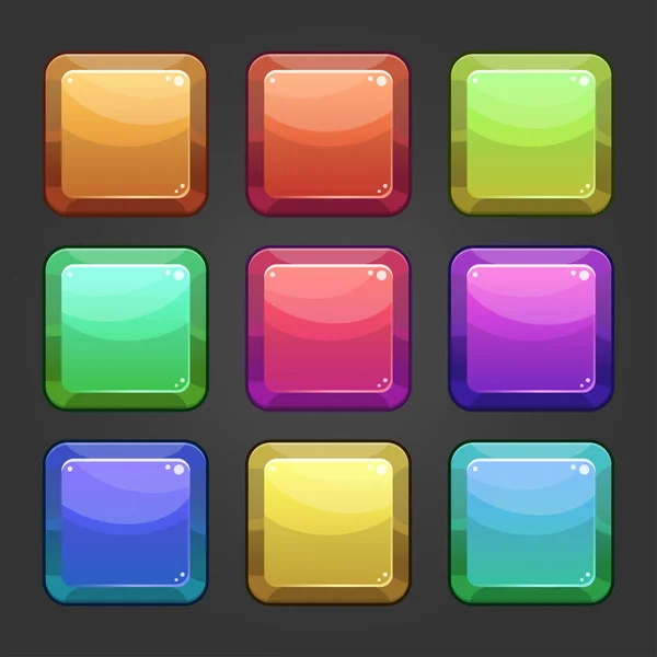 Komplettes Set Von Level Quadrat Taste Spiel Pop Symbol Fenster — Stockvektor