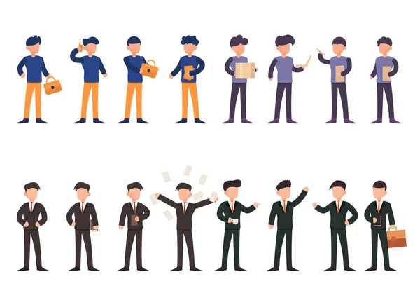 Lot Nombreux Personnages Carrière Sets Poses Diverses Professions Modes Vie — Image vectorielle