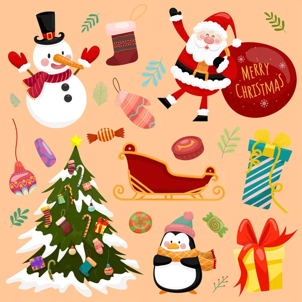 Iconos Vectores Navideños Decoración Año Nuevo Ilustración Navidad Cristianos — Vector de stock