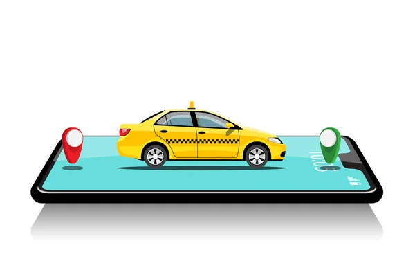 Entrega Taxi Compartilhamento Carros Online Com Personagem Desenho Animado Smartphone —  Vetores de Stock