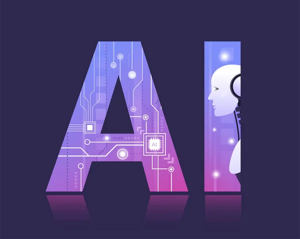 Tecnologia Robotica Intelligenza Artificiale Intelligente Apprendimento Bigdata Machine Learning Con — Vettoriale Stock
