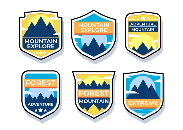 Élément Collection Design Pour Badge Étiquette Logo Eléments Design Aventure — Image vectorielle