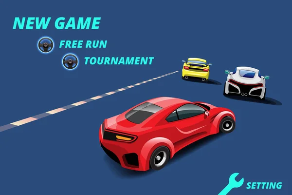 Quando Jogador Iniciar Jogo Pode Selecionar Carro Corrida Biblioteca Jogo — Vetor de Stock