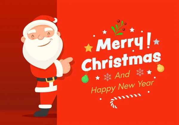 Feliz Navidad Feliz Año Nuevo Con Santa Claus — Archivo Imágenes Vectoriales