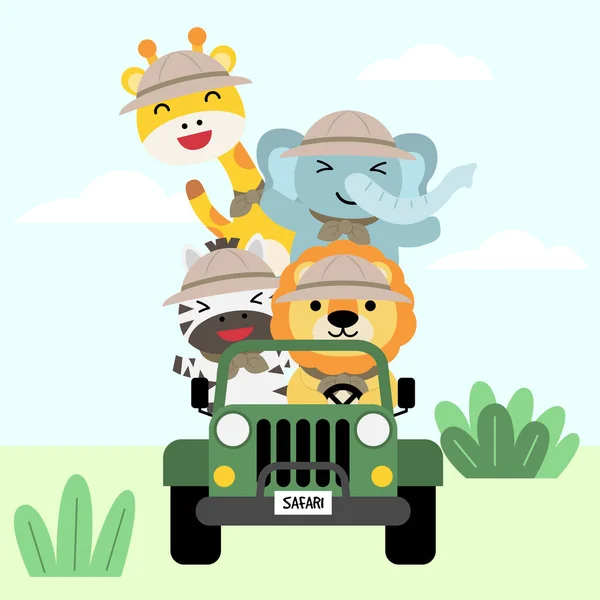 Conjunto Gran Ilustración Viaje Aventura Animal Vectorial Aislado Estilo Dibujado — Vector de stock