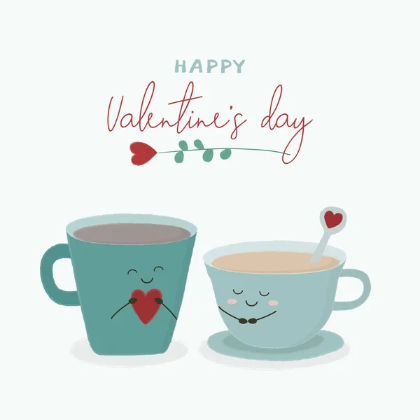 Pohár Čárou Srdce Pevnou Ikonou Romantický Šálek Kávy Ilustrace Izolované — Stockový vektor