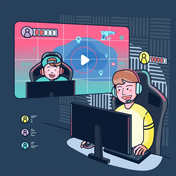 Bloggers Play Live Games Channels Worldwide Audience Watch Gaming Bloggers — Stock Vector