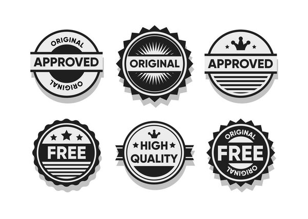 Element design collection for label and logo or banner in circular shape. Design elements with guarantee on sticker, isolated flat vector Illustration