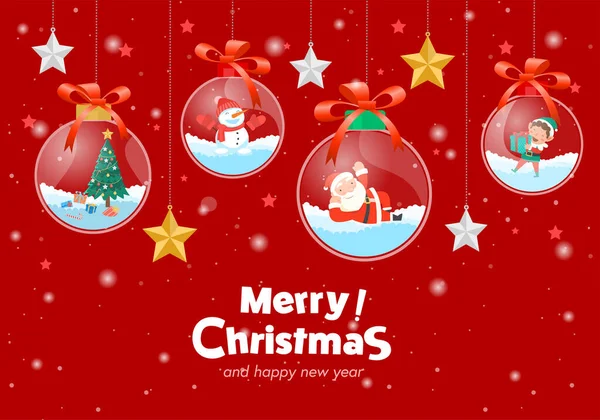 Feliz Navidad Con Santa Claus Regalos Vector Plantilla Tarjeta Felicitación — Vector de stock
