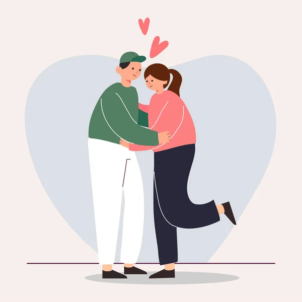 Grande Isolado Cartoon Vector Menina Menino Amor Casal Partilha Carinho — Vetor de Stock