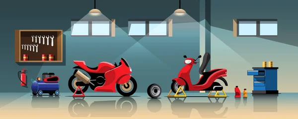 Koncept För Reparation Och Underhåll Motorcyklar Vektor Illustration — Stock vektor