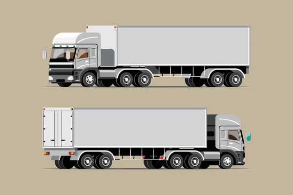 大きな隔離された車両のベクトルのアイコンセット トラックのフラットイラスト 物流商業輸送の概念の様々なビュー — ストックベクタ