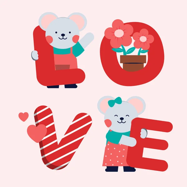 Couple Cat Fall Love Vector Illustration Design Heart Valentine Day — Stock Vector