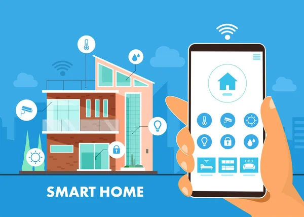 Internet Der Dinge Smart Home Technologie Smartphone System Intelligent Für — Stockvektor