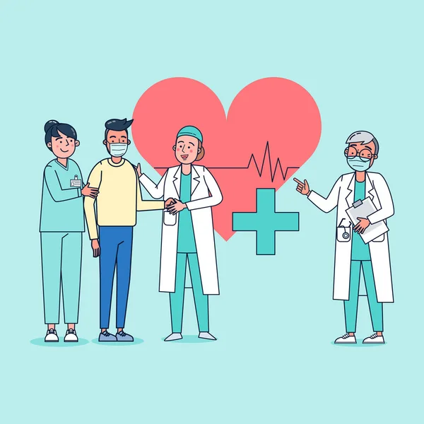Nemocniční Scéna Lékař Kardiolog Vyšetřující Onemocnění Srdce Pacienta Informující Výsledcích — Stockový vektor