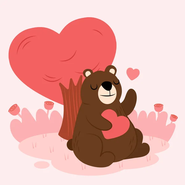 Vector Cartoon Style Bear Character Different Emotions Love Isolated Love — Stock Vector