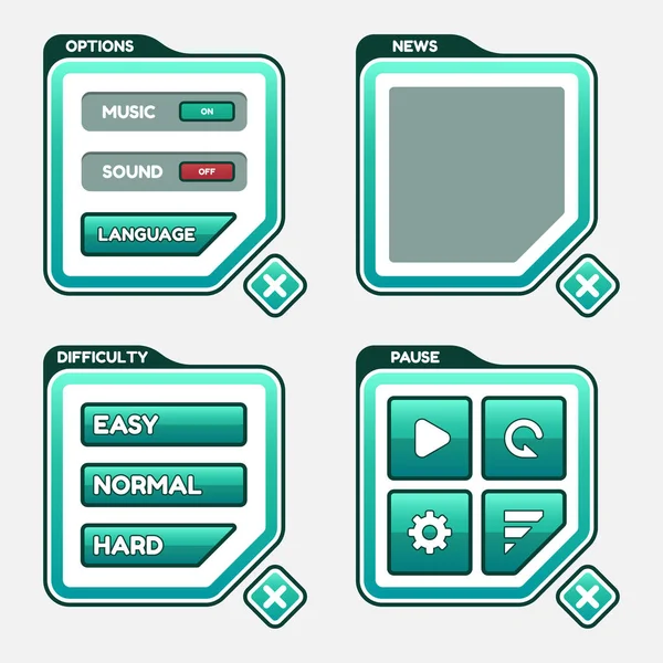 Modèle Jeu Vectoriel Gui Kit Sélection Niveau Interface Éléments Multi — Image vectorielle