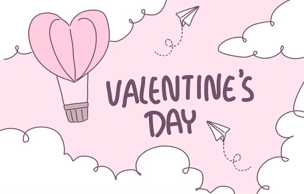 Valentine Day Flat Design Illustration Balloon — Stockový vektor