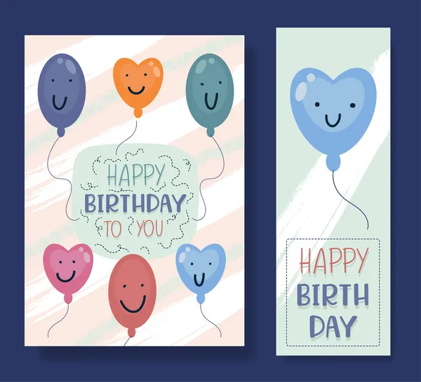 Ευτυχισμένα Γενέθλια Κάρτα Διακοσμημένα Πολύχρωμα Μπαλόνια Όμορφα — Διανυσματικό Αρχείο